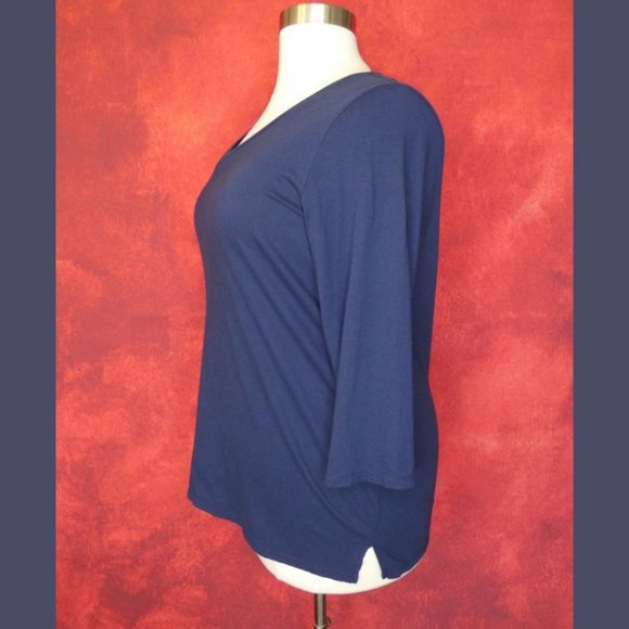 Navy Blue Westport Top Three Quarter Sleeves 2X - Picture 4 of 8
